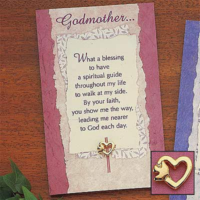 Godparent pin and card set 08135