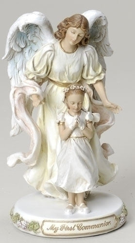Statue of First Communion Girl with Guardian Angel