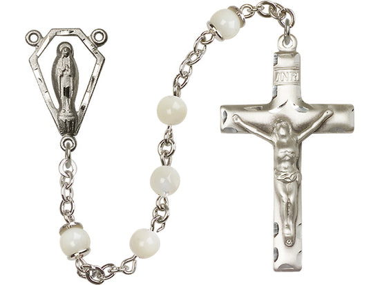 Mother of Pearl Sterling Silver Rosary R0925