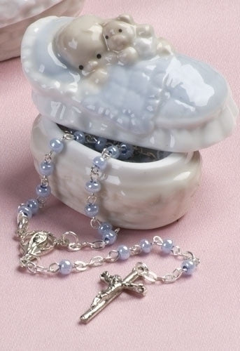 Baby Girl/ Boy Porcelain Box with Rosary Holder