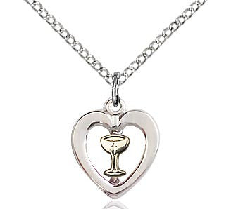 First Communion Heart Chalice Pendant 3148