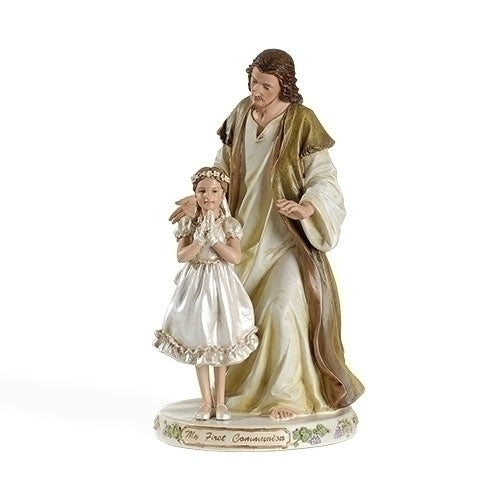 Statue of Jesus with First Communion Girl