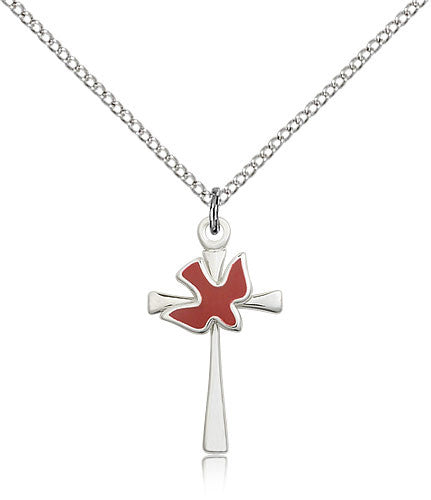 Sterling Silver Cross with Holy Spirit Pendant Medal