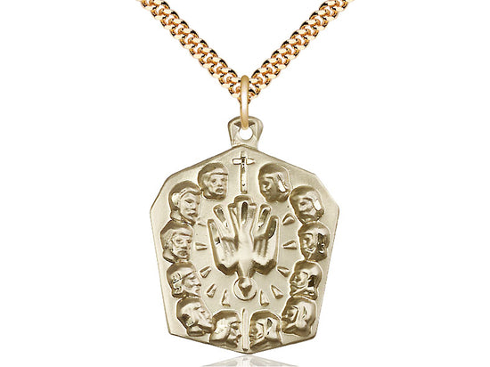 Apostle 14KT GOLD FILL MEDAL ON A GOLD PLATED CHAIN.