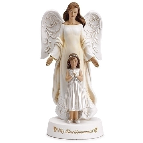 Statue of First Communion Girl with Guardian Angel