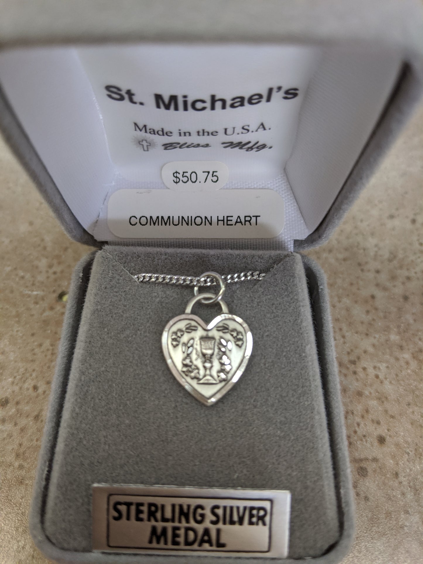 Silver Heart Chalice First Communion Pendant