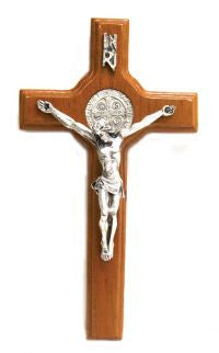 St. Benedict Light Wood Hanging Crucifix